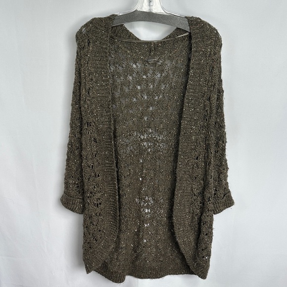 Denver Hayes Sweaters - Denver Hayes Women’s Open Knit Cardigan Sweater Size L Brown Longline